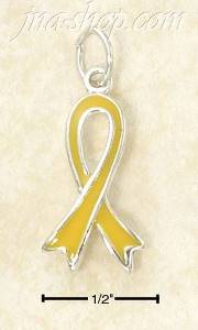 Sterling Silver ENAMELED YELLOW AWARENESS RIBBON CHARM