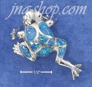 Sterling Silver SYNTHETIC OPAL MOSAIC FROG PENDANT