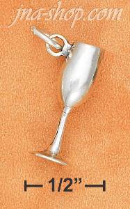 Sterling Silver 3D WINE GLASS CHARM (APPROX 1")