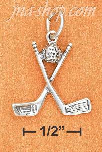 Sterling Silver ANTIQUED CROSSED GOLF CLUBS WITH BALL CHARM (APP