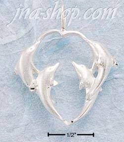 Sterling Silver FOUR DIAMOND-CUT DOLPHINS CHARM PENDANT