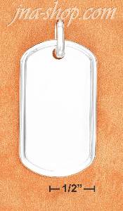 Sterling Silver ITALIAN 23X40MM DOG TAG PENDANT WITH RAISED BORD