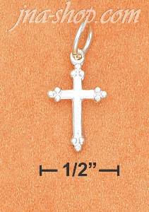 Sterling Silver TINY CROSS CHARM WITH 3 RAISED BEADS ON EACH TIP