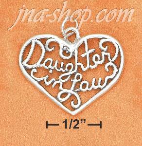 Sterling Silver "DAUGHTER IN LAW" OPEN FILIGREE HEART CHARM
