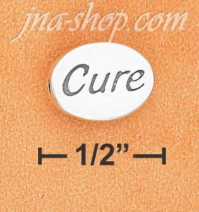 Sterling Silver 2 SIDED HIGH POLISH OVAL "CURE" MESSAGE BEAD W/