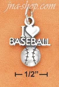 Sterling Silver ANTIQUED "I HEART BASEBALL" WITH BASEBALL CHARM