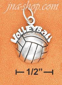 Sterling Silver ANTIQUED HOLLOW BACK "VOLLEYBALL" SPRAWLED OVER