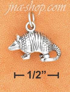 Sterling Silver ANTIQUED 3D ARMADILLO CHARM