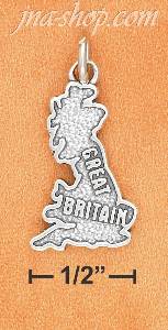 Sterling Silver ANTIQUED "GREAT BRITAIN" MAP CHARM