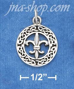 Sterling Silver ANTIQUED 15MM ROUND CELTIC WREATH CHARM WITH FLE