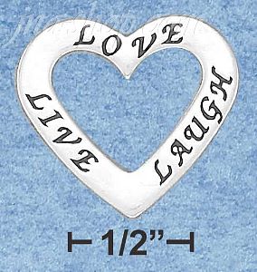 Sterling Silver "LIVE LOVE LAUGH" TRIO OPEN HEART AFFIRMATION CH