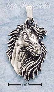 Sterling Silver HORSE HEAD W/ FLOWING MANE CHARM