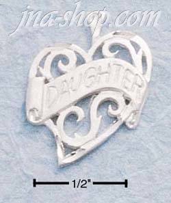 Sterling Silver "DAUGHTER" BANNER IN FLAT HEART