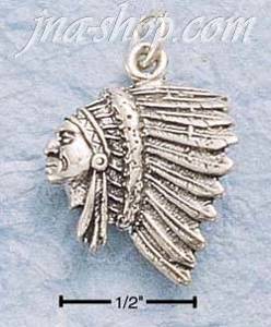 Sterling Silver SIDE VIEW INDIAN HEAD CHARM