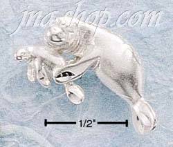 Sterling Silver DC MOTHER AND BABY MANATEE CHARM