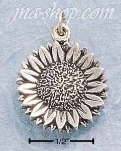Sterling Silver SMALL ANTIQUED SUNFLOWER CHARM