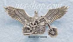 Sterling Silver EAGLE ON MOTORCYCLE CHARM