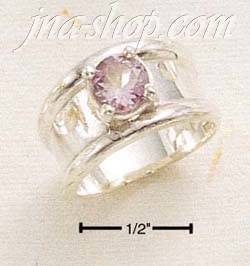 Sterling Silver ROUND AMETHYST WITH HP WIDE SHANK SIZES 4-10