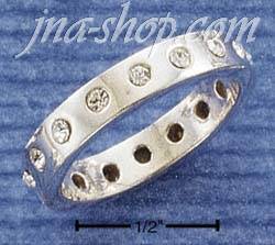 Sterling Silver 4MM MULTIPLE CZ DOTTED BAND SIZES 5-9