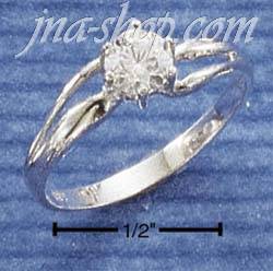 Sterling Silver 5MM ROUND CZ DOUBLE CURVE SHANK RING SIZES 5-10