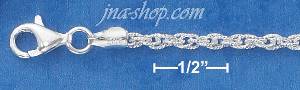16" Sterling Silver 2.5MM DIAMOND-CUT LOOSE ROPE CHAIN