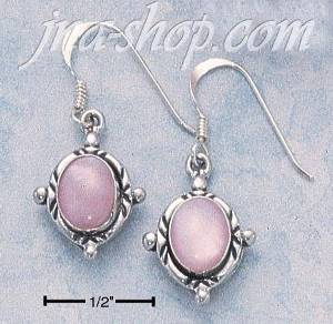 Sterling Silver OVAL PINK MUSSEL EARRINGS ON FRENCH WIRES