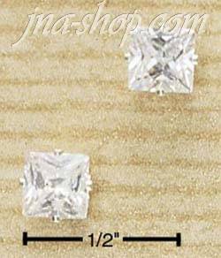 Sterling Silver 5MM SQUARE CLEAR CZ POSTS