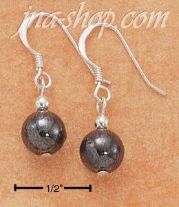 Sterling Silver LARGE HEMATITE BEAD EARRINGS ON FRENCH WIRES