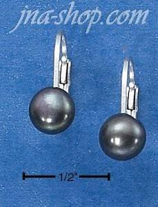 Sterling Silver GRAY FRESH WATER PEARL BUTTON EARRINGS ON LEVERB