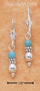 Sterling Silver 4MM TURQUOISE & 5MM SILVER BEAD W/ FANCY SPACER