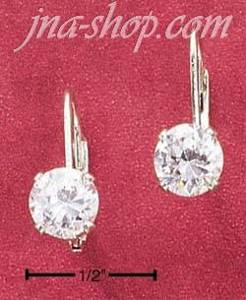 Sterling Silver 6MM ROUND CUBIC ZIRCONIA LEVERBACK EARRINGS