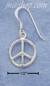 Sterling Silver PEACE SIGN FRENCH WIRE DANGLE EARRINGS
