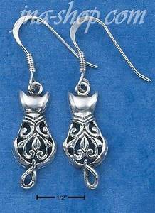 Sterling Silver BACKVIEW CAT WITH FILIGREE BACK & CURLY TAIL FRE