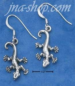 Sterling Silver GECKO ON THE MOVE FRENCH WIRE EARRINGS