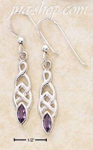 Sterling Silver CELTIC WEAVE DANGLE EARRINGS WITH SMALL MARQUEE