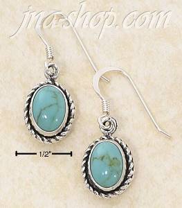 Sterling Silver ROUND TURQUOISE CONCHO ROPED EDGE DANGLE FW EARR