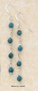 Sterling Silver LONG LINK STRAND W/ FOUR, 4MM TURQUOISE BEADS DA