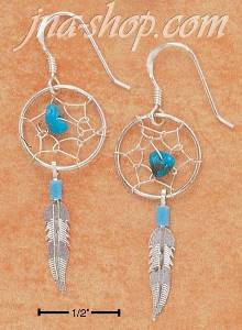 Sterling Silver SMALL TURQUOISE DREAMCATCHER EARRINGS