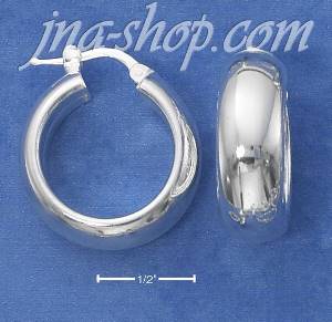 Sterling Silver ITALIAN 8MM WIDE ROUNDED HOOPS WITH FRENCH LOCKS