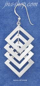 Sterling Silver 4 OVERLAPPING OPEN DIAMOND SHAPE DANGLE FRENCH WIRE EARRINGS