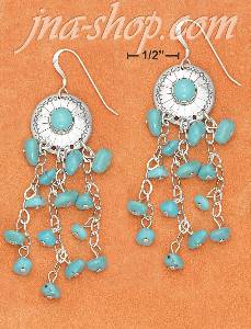 Sterling Silver FW CONCHO EARRINGS WITH TURQUOISE DOT & MULTI ST