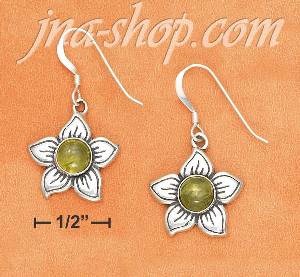Sterling Silver 16MM POINTED PETAL FLOWER WITH 5MM ROUND PERIDOT
