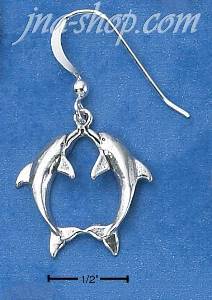 Sterling Silver KISSING DOLPHIN FRENCH WIRE EARRINGS