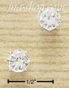 Sterling Silver 6MM ROUND CZ POST EARRINGS