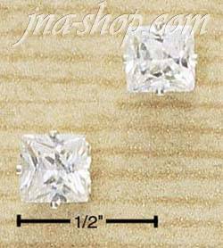 Sterling Silver 6MM SQUARE CZ POST EARRINGS