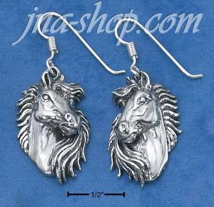 Sterling Silver ANTIQUED HORSEHEAD EARRINGS ON FRENCH WIRES