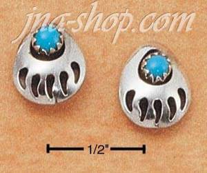 Sterling Silver BEAR CLAW W/ TURQUOISE POST EARRINGS