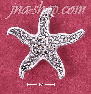 Sterling Silver MARCASITE STARFISH PIN (APPROX 1 1/4")