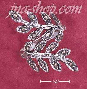 Sterling Silver MARCASITE LEAFY BRANCH BYPASS RING (6-9)