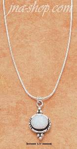 Sterling Silver 16" SNAKE CHAIN W/ 7X9 SYNTHETIC OPAL NECKLACE